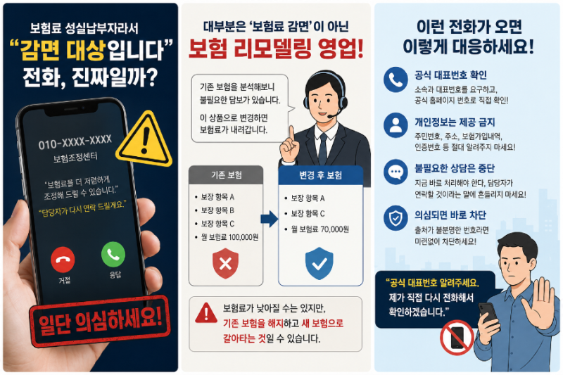 “성실납부자라 보험료 감면해드립니다?” 이런 전화 받았다면 확인하세요