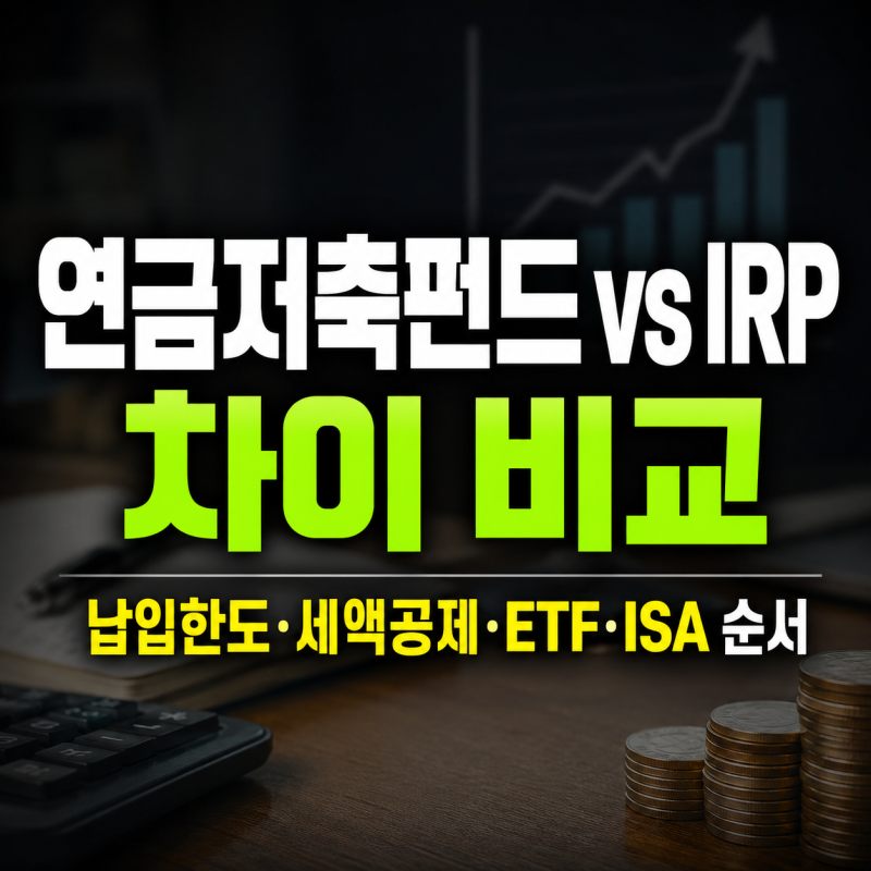 연금저축펀드 IRP 차이 비교 총정리(+납입한도 세액공제)