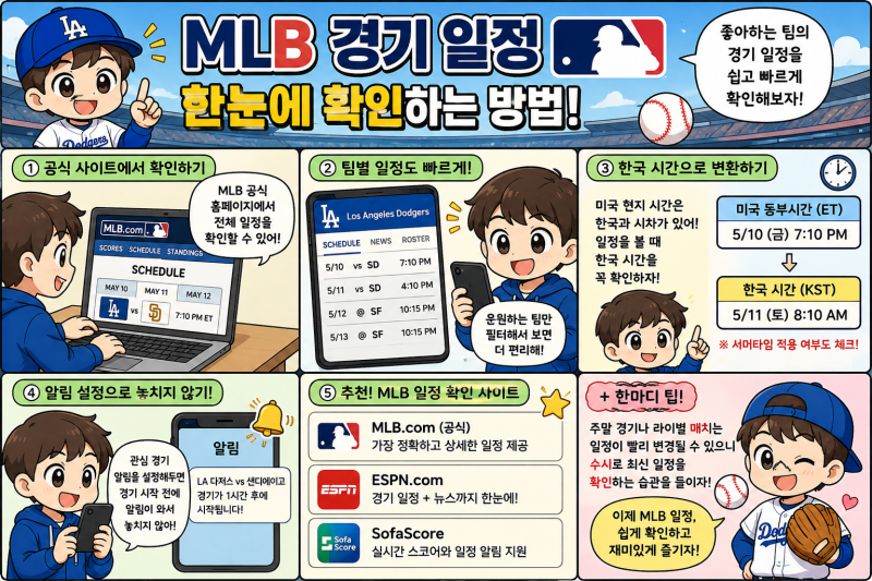 MLB 경기 일정 한눈에 확인하는 방법