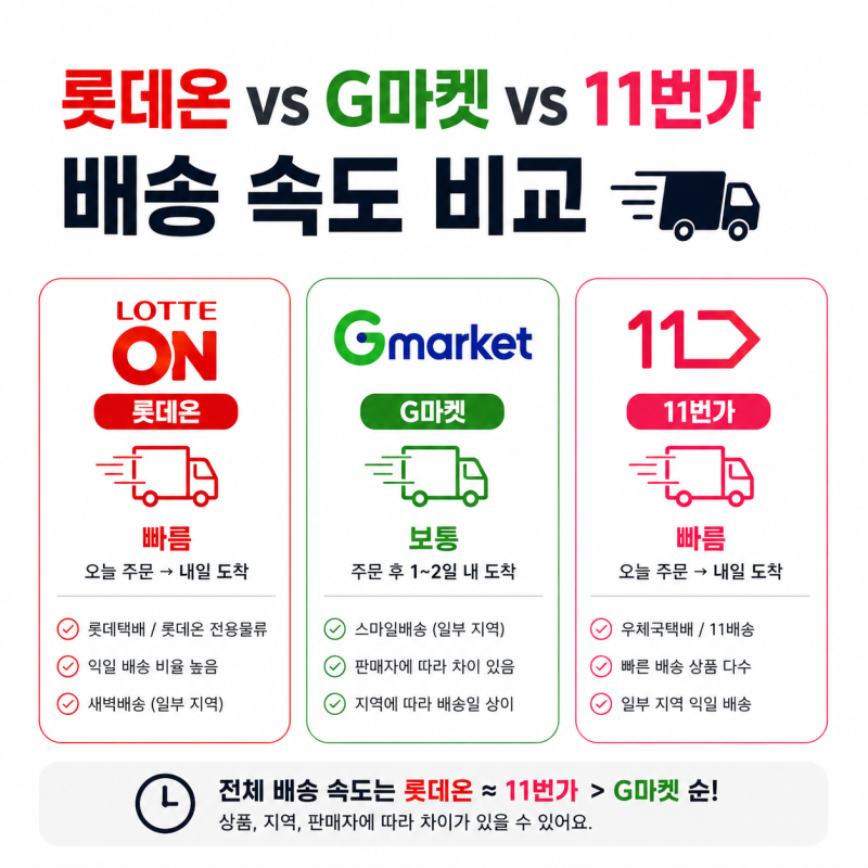 롯데온 vs G마켓 vs 11번가 배송 속도 비교