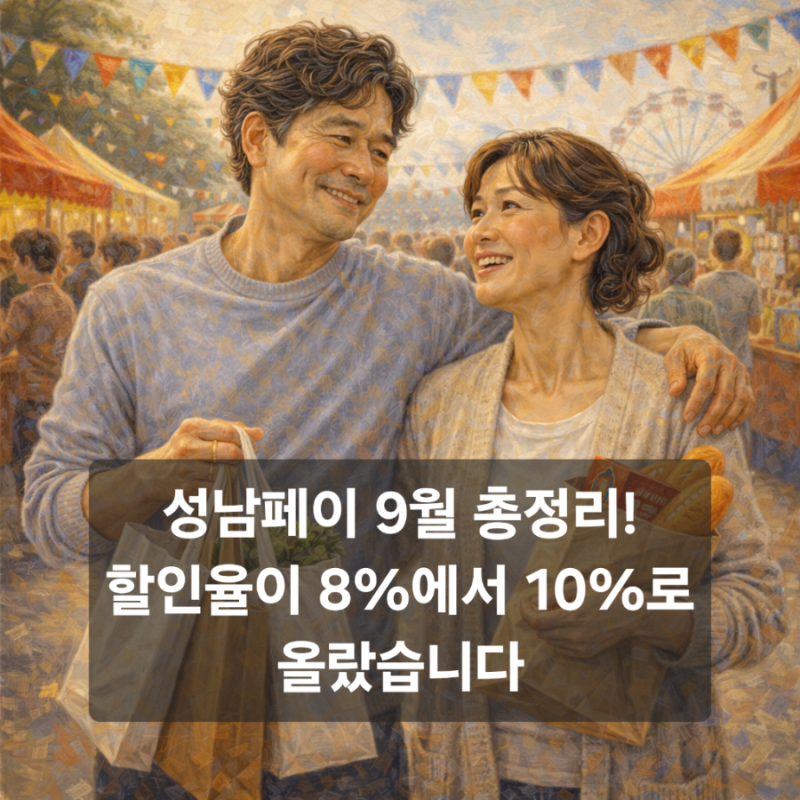 성남사랑상품권 9월 충전, 할인율 8%에서 10%로 올랐습니다
