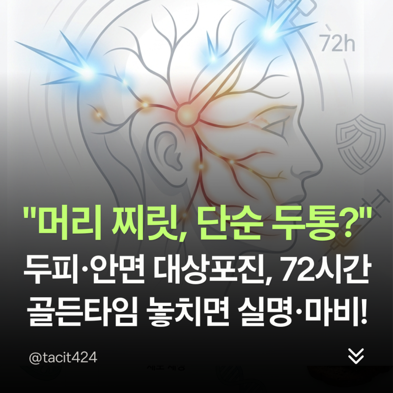 "머리가 찌릿, 단순 두통일까?" 두피·안면 대상포진, 72시간 골든타임 놓치면 실명·마비 옵니....