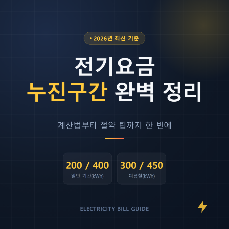 전기요금 누진구간 2026년 기준 완벽 정리 (계산법 포함)