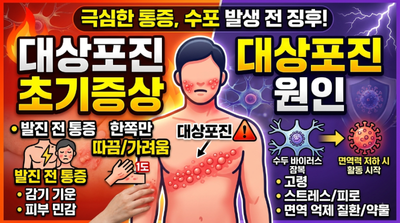 대상포진 초기증상 및 원인 총정리(+전염성,후유증)