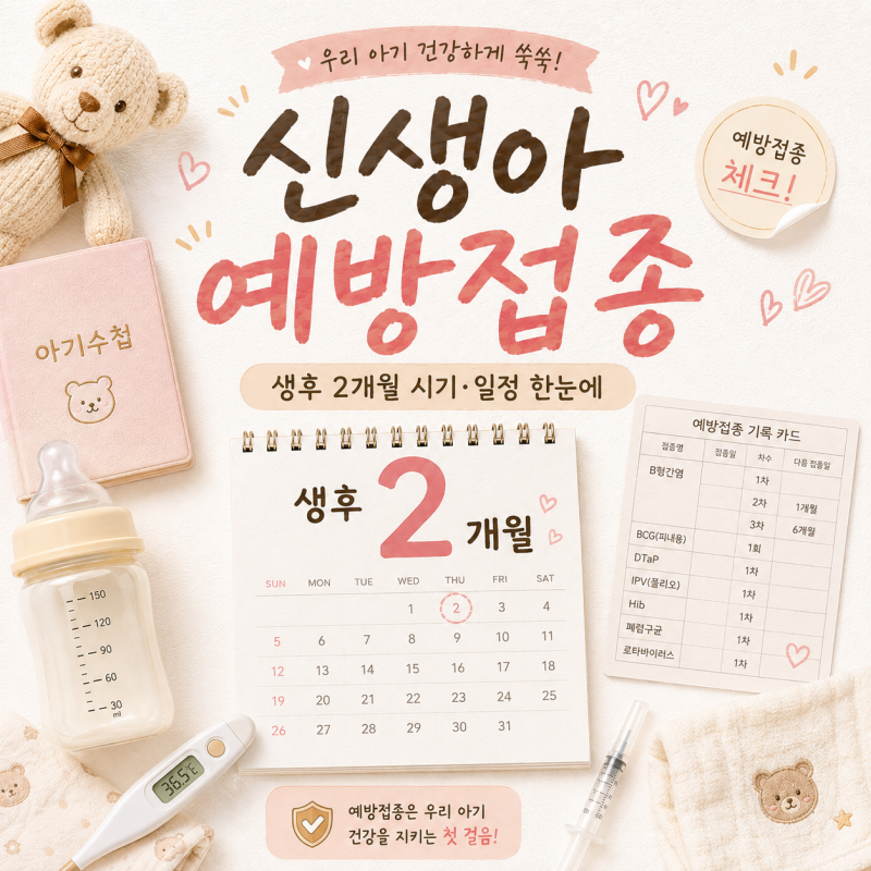 신생아 생후2개월 예방접종 시기와 리스트 일정