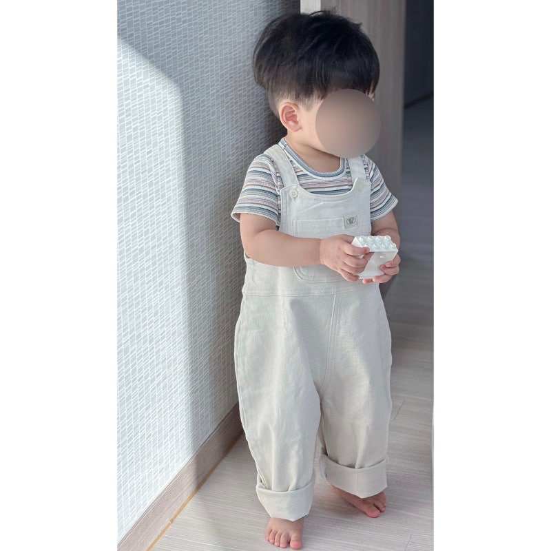 아리코베베 26가을 신상 멜빵바지 크림 m사이즈 두돌아기 상세후기