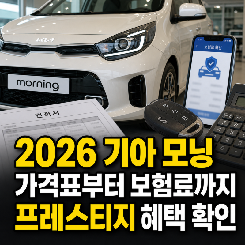 2026 기아 모닝 신차 가격표와 프레스티지 연비·보험료·혜택 정리