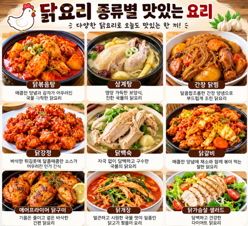 닭 요리 종류,맛있는 요리 레시피 총정리