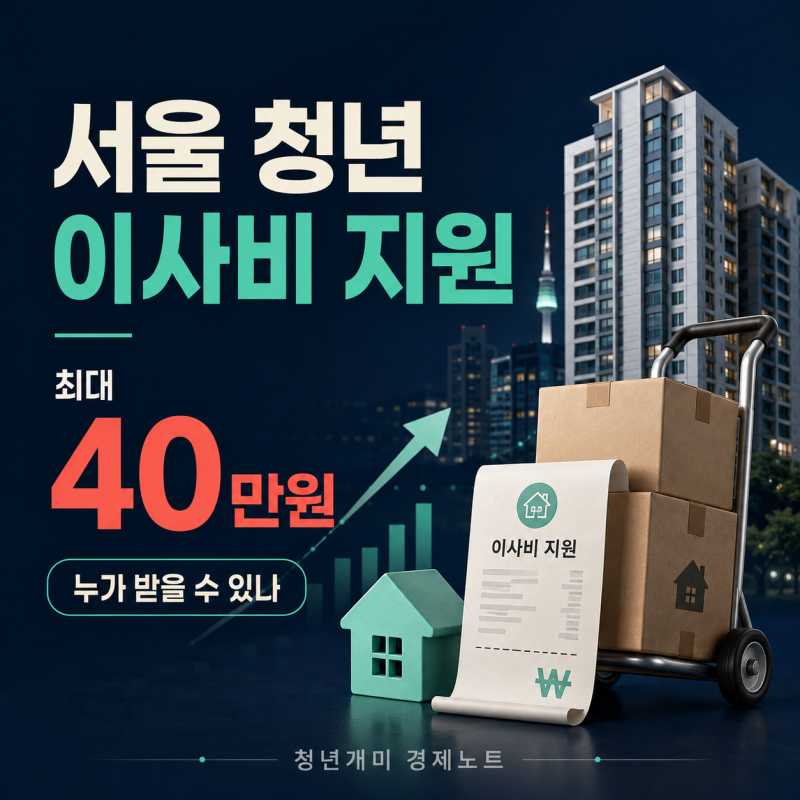 서울 청년 이사비 지원 2026 하반기 최대 40만원, 보증금·월세 계산법