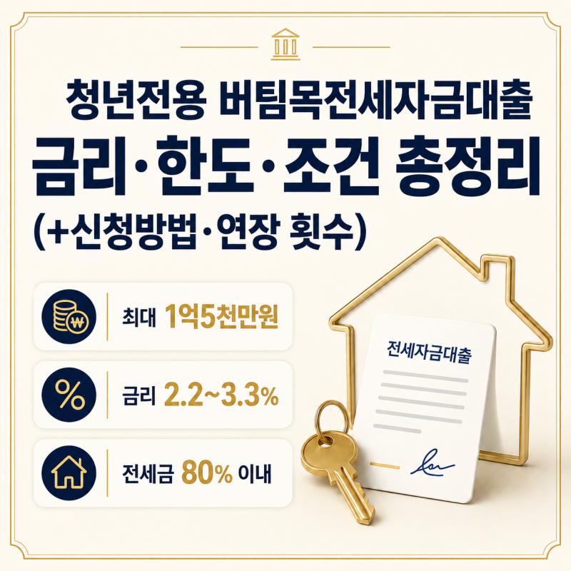 청년전용 버팀목전세자금대출 금리·한도·조건 총정리 (신청방법·연장 횟수)