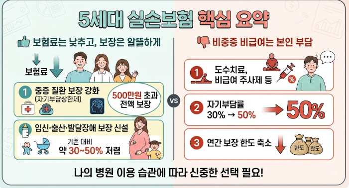 5세대 실손보험 특징, 차이, 장점, 단점, 도수치료 등 쉽게 총정리