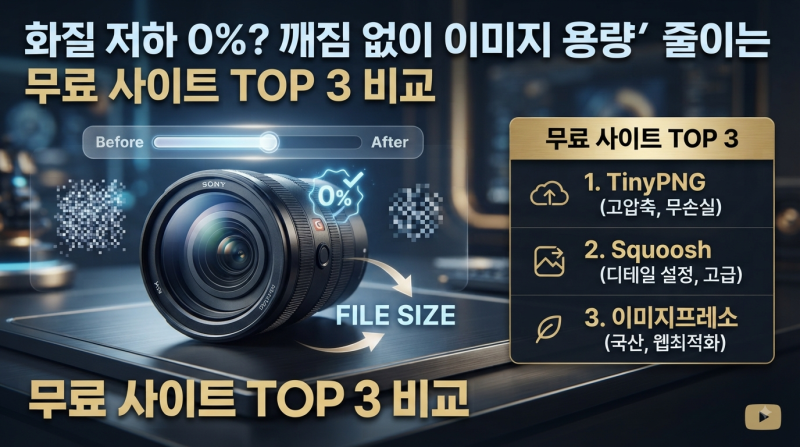 화질 저하 0%? 깨짐 없이 이미지 용량 줄이는 무료 사이트 TOP 3 비교