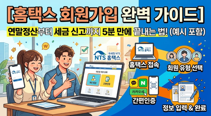 [홈택스 회원가입 완벽 가이드] 연말정산부터 세금 신고까지 5분 만에 끝내는 법! (예시 포함)