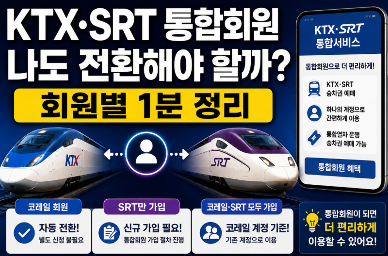 KTX·SRT 통합회원, 나는 전환해야 할까? 코레일·SRT 회원별 총정리 | KTX SRT 통합 정보 2탄