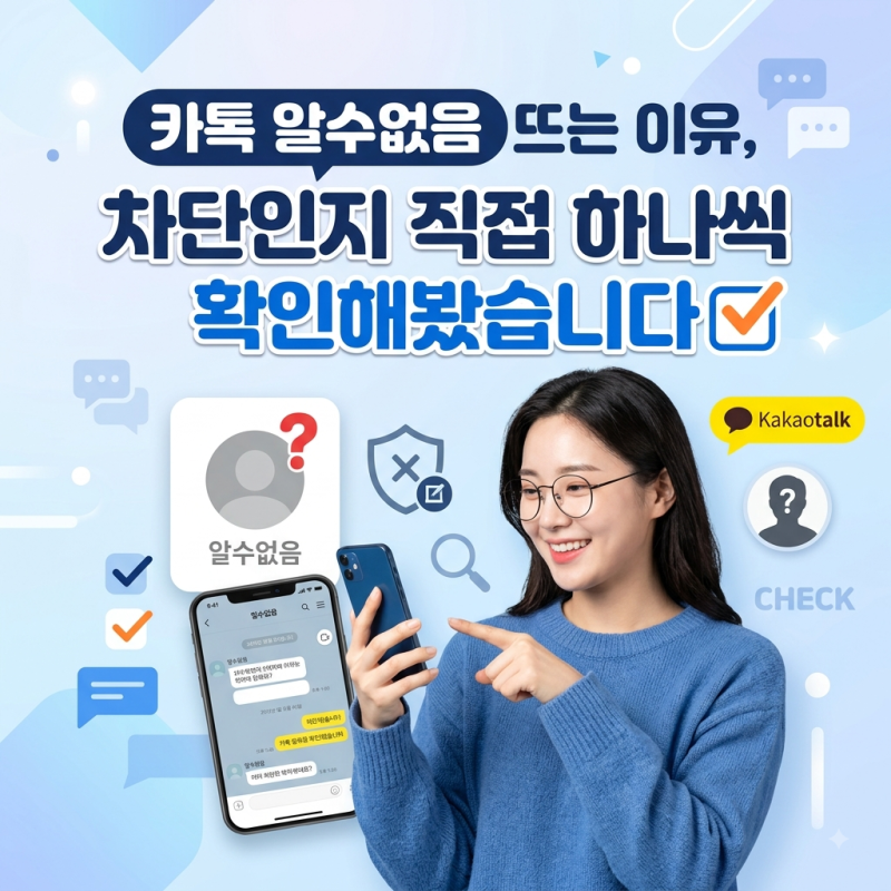 카톡 알수없음 뜨는 이유 차단인지 직접 하나씩 확인해봤습니다