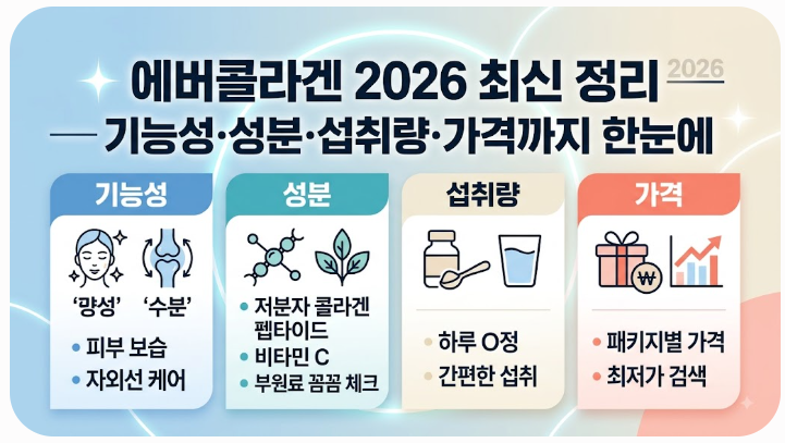에버콜라겐 2026 최신 정리 — 기능성·성분·섭취량·가격까지 한눈에
