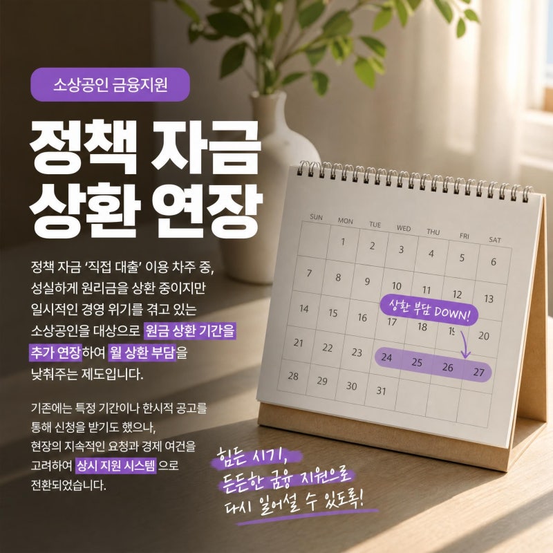 소상공인 정책 자금 상환 연장 상시 운영 및 확대 지원 완전 정복 가이드