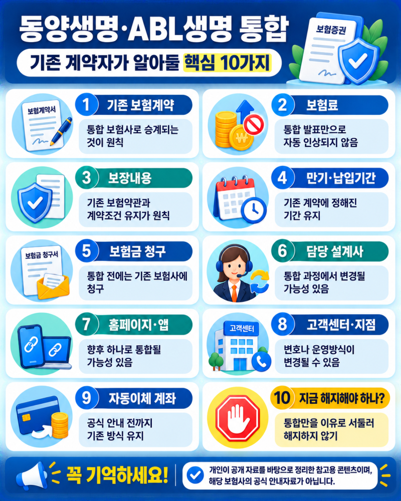 동양생명·ABL생명 통합 추진, 내 보험은 어떻게 될까? 계약자 장단점·필수 체크사항