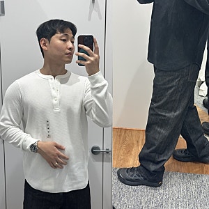 '요즘 왜 핫해?' 유니클로 와플 헨리넥 긴팔 & 배럴진 입어본 후기
