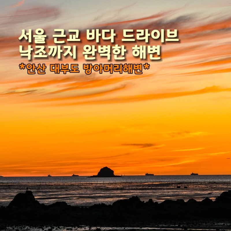 서울 근교 드라이브 코스 서해 갯벌 낙조 명소 대부도 방아머리해변