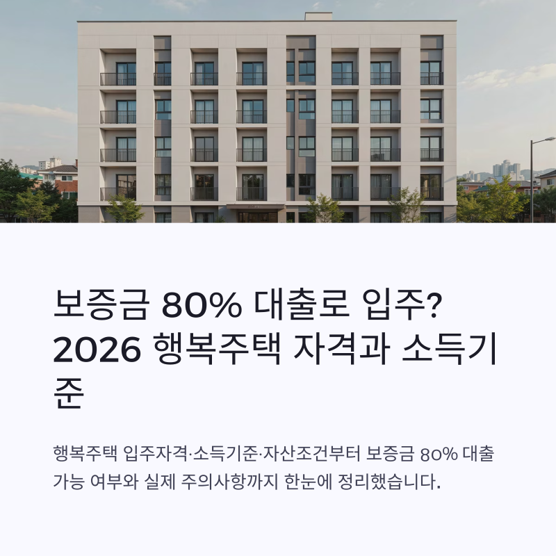 보증금 80% 대출로 입주? 2026 행복주택 자격과 소득기준