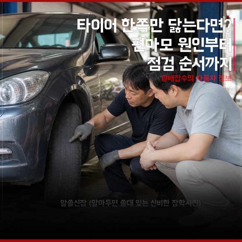 타이어 한쪽만 닳는다면? 편마모 원인부터 점검 순서까지