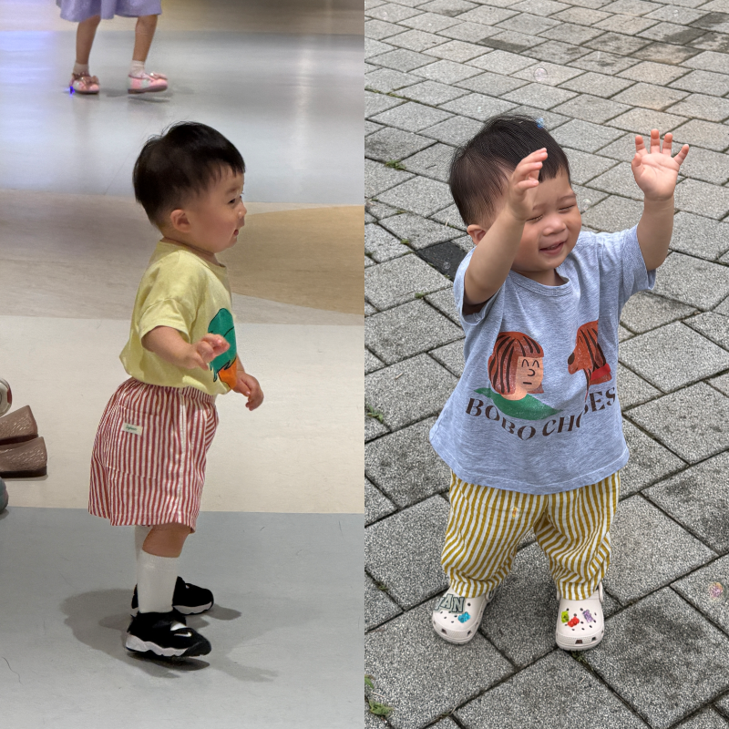 26ss 보보쇼즈 반팔 18m 사이즈, 돌아기 후기 착샷