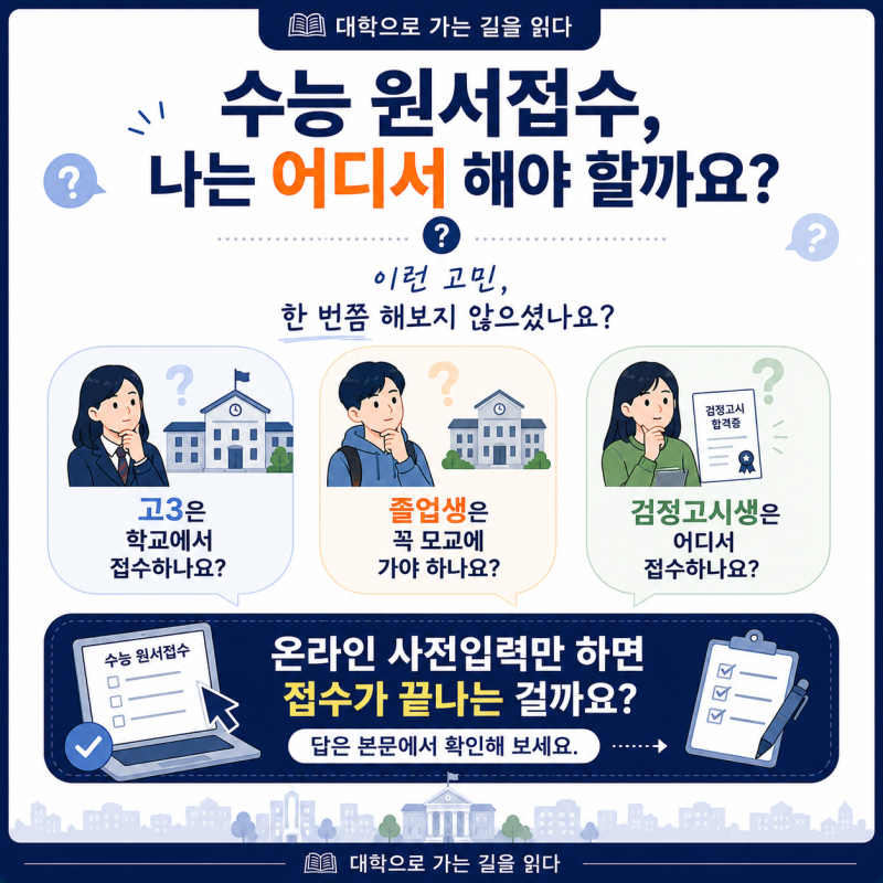 2027학년도 수능 원서접수 방법 총정리｜재학생·졸업생·검정고시생 어디서 어떻게 접수할까....