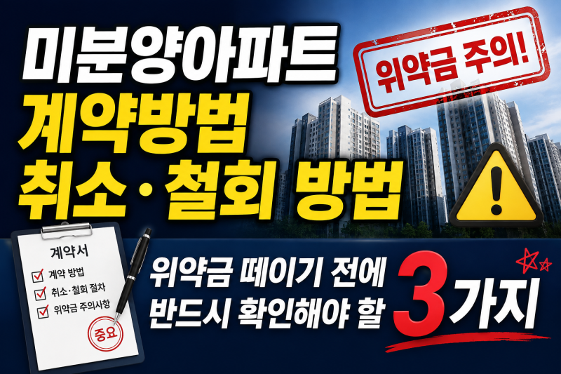 미분양아파트 계약방법 취소 철회 방법, 위약금 떼이기 전에 반드시 확인해야 할 3가지