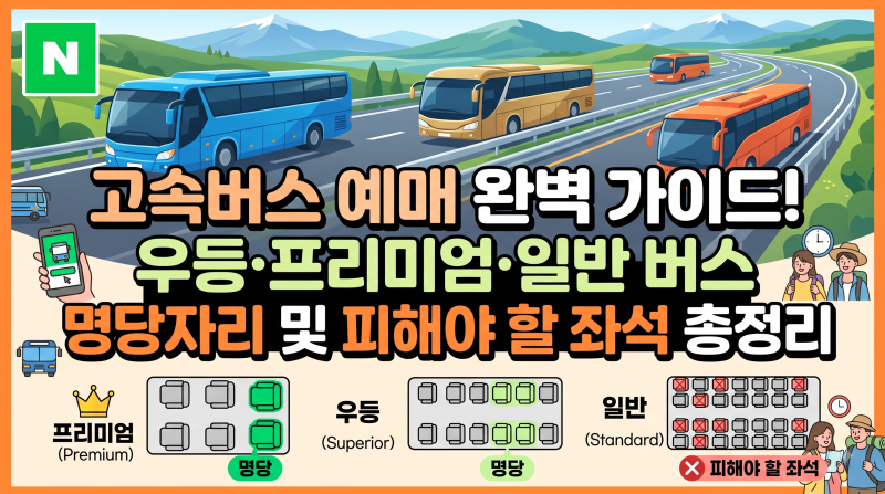 고속버스 예매 완벽 가이드! 우등·프리미엄·일반 버스 명당자리 및 피해야 할 좌석 총정리