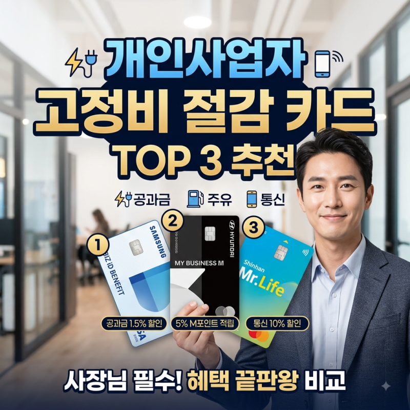 [개인사업자 금융] 개인사업자 카드 추천 TOP 3! 매달 나가는 공과금·주유·통신비 고정비 10만....