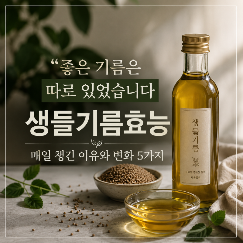 "몸에 좋은 기름은 따로 있었습니다" 생들기름효능 매일 챙긴 이유와 변화 5가지