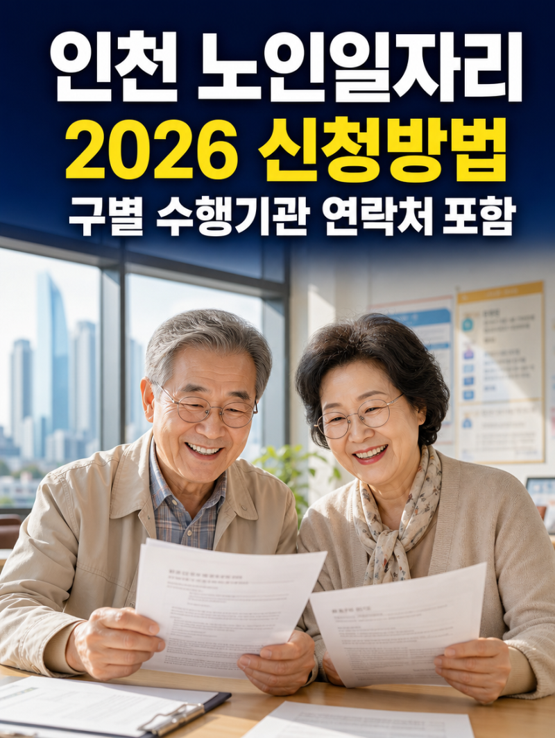 인천 노인일자리 2026 신청방법 급여 총정리 (구별 수행기관 연락처 포함)