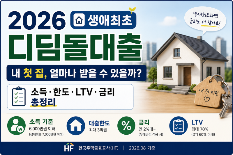 2026 생애최초 디딤돌대출 조건 총정리｜금리·소득·한도·LTV 80%까지