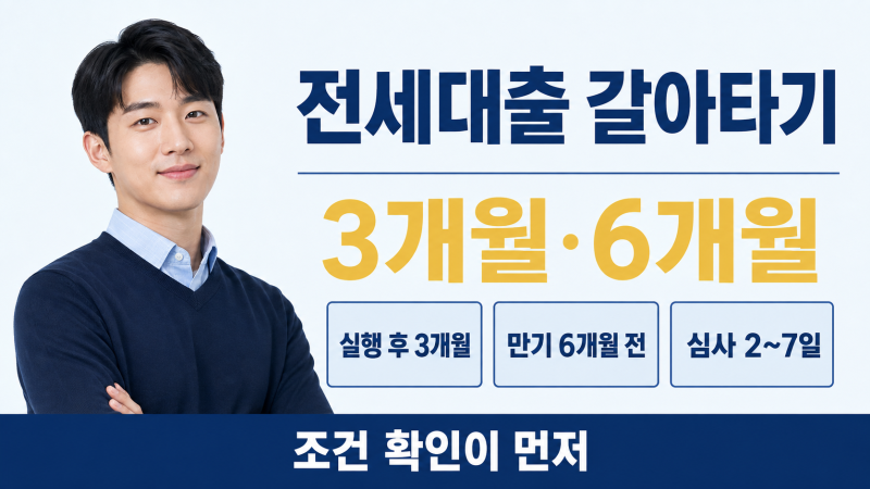 전세대출 갈아타기 조건 2026 [3개월·6개월 기준]