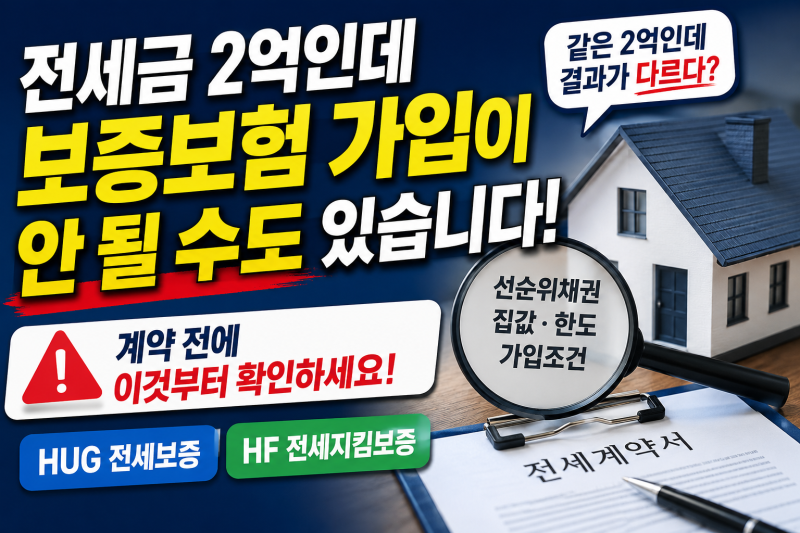 전세금 2억인데 보증보험 가입이 안 될 수도 있습니다! 계약 전에 이것부터 확인하세요
