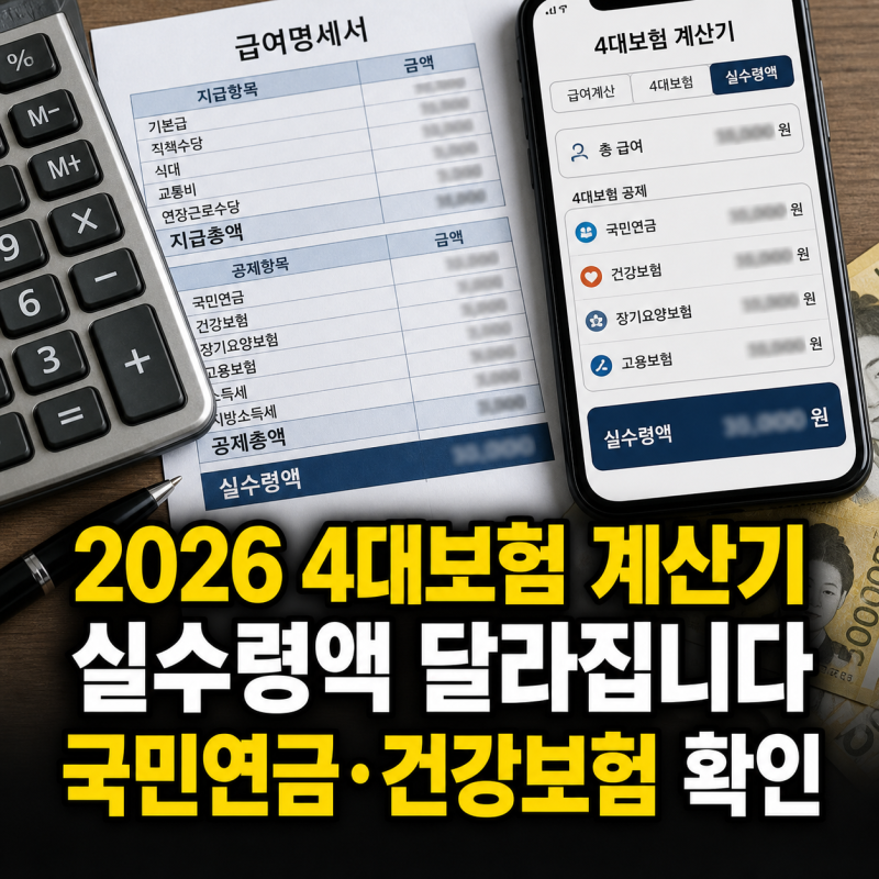 2026 4대보험 계산기 국민연금 건강보험 요율로 실수령액 확인