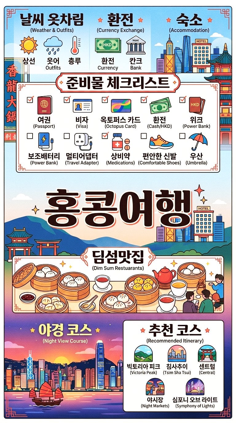 3박4일 홍콩 자유여행 갑니다. 홍콩여행 핵심 가이드: 날씨 옷차림 환전 숙소 홍콩에어 입국....
