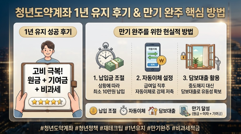 청년도약계좌 1년 유지 후기, 중도해지 고비 넘기고 만기 완주하는 현실적 방법