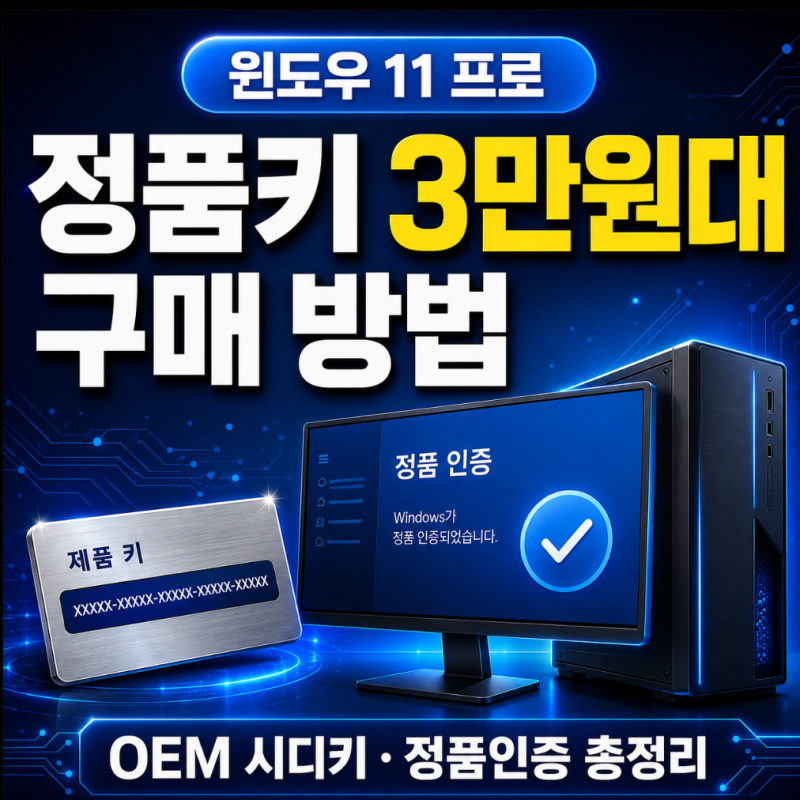 윈도우 11 프로 정품키 3만원대 구매 방법! OEM 시디키 정품인증까지 총정리