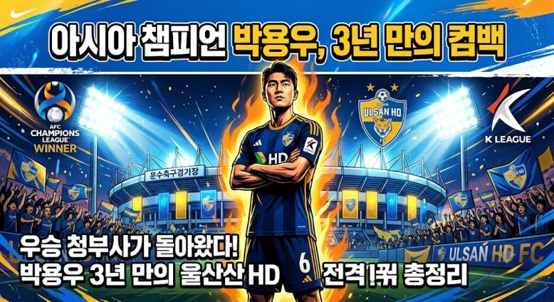 아시아 챔피언 찍고 온 국대 미드필더 박용우, 3년 만에 울산 HD로 전격 복귀한 진짜 이유는?