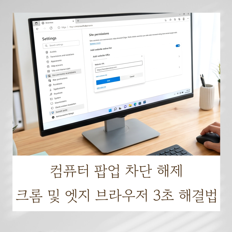 컴퓨터 팝업 차단 해제 크롬 및 엣지 브라우저 3초 해결법