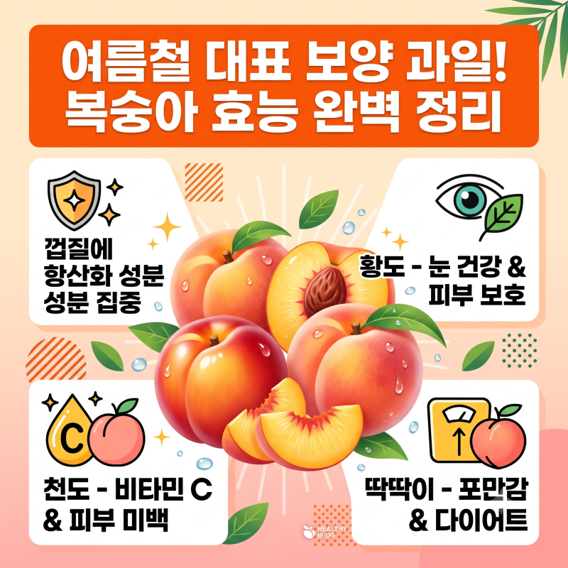 복숭아 효능 껍질 영양부터 황도 천도 딱딱이 복숭아 효능 총정리