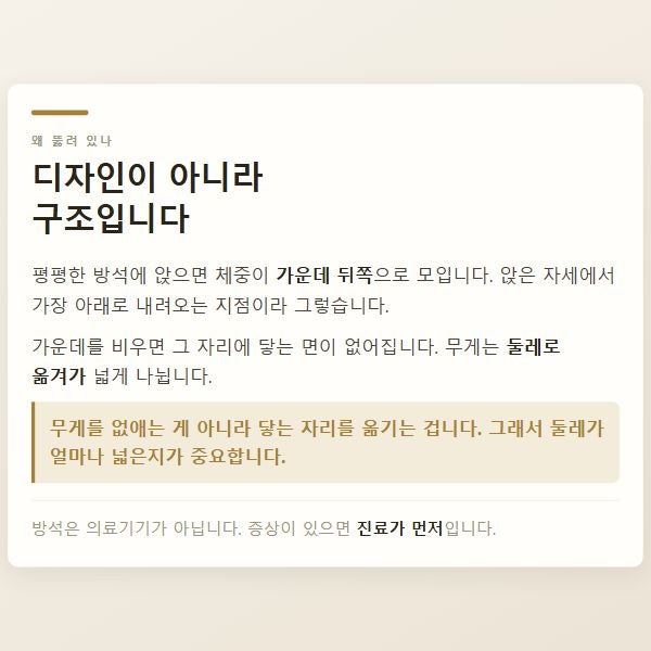 "가운데는 왜 뚫려 있어요?" 무중력방석, 평평한 것과 뭐가 다른가