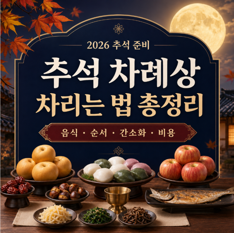 2026 추석 차례상 차리는 법 총정리｜차례상 음식·간소화·차림 순서·비용·지방 쓰는 법