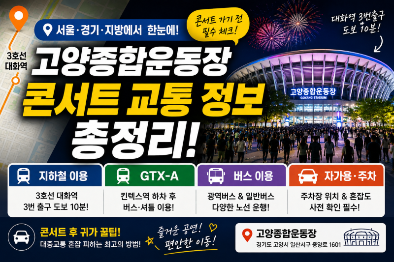 고양종합운동장 콘서트 교통 총정리 오는방법/ 주차팁