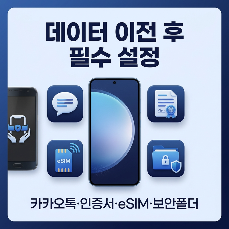 갤럭시 데이터 이전 후 필수 설정, 카카오톡·인증서·eSIM·보안폴더 옮기기