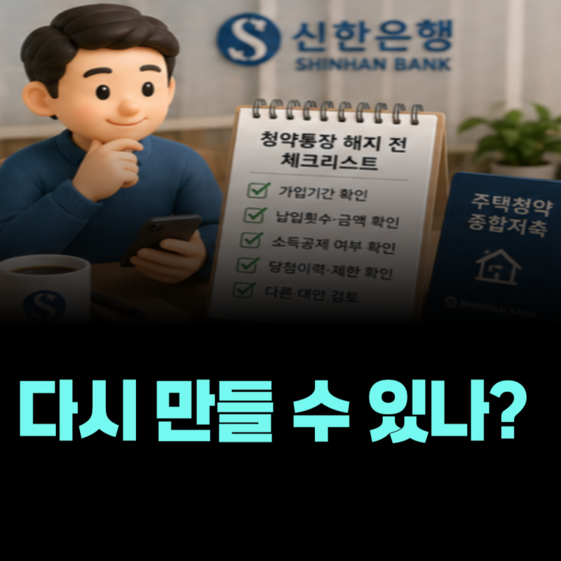 신한은행 청약통장 해지 후 당일 재가입 가능할까? 가입기간·납입횟수 처리