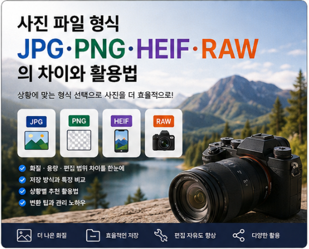 사진 파일 형식 JPG·PNG·HEIF·RAW의 차이와 활용법
