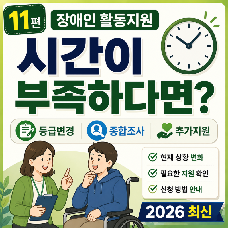 장애인 활동지원 시간 부족할 때｜등급변경 신청과 추가지원 확인방법 (2026 최신)